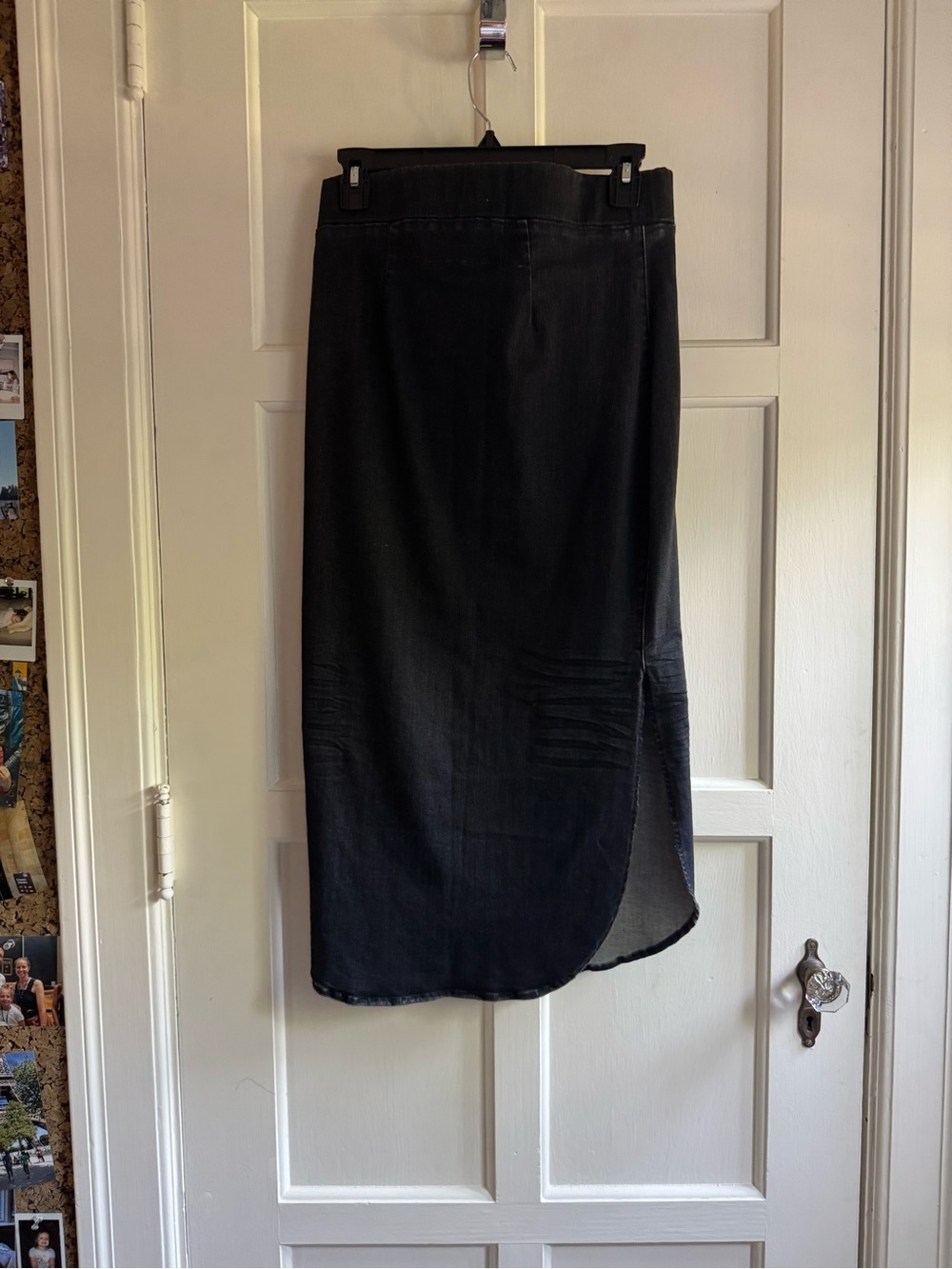 Frank & Eileen Black Midi Skirt with Curved Hem